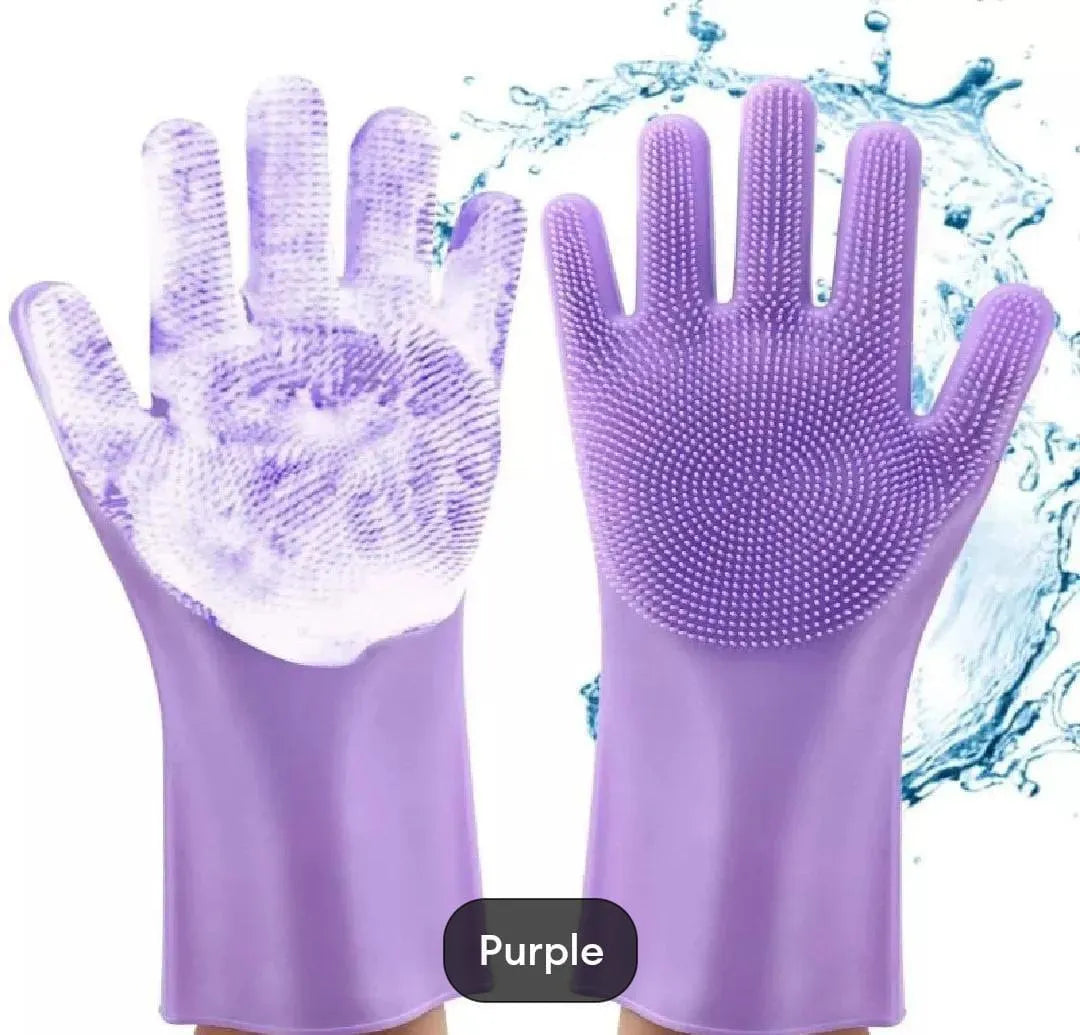 Multi-Purpose Silicone Cleaning & Scrubbing Gloves | Heat Resistant Kitchen Cleaning Gloves