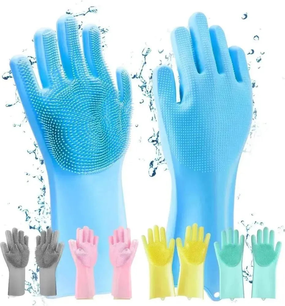 Multi-Purpose Silicone Cleaning & Scrubbing Gloves | Heat Resistant Kitchen Cleaning Gloves