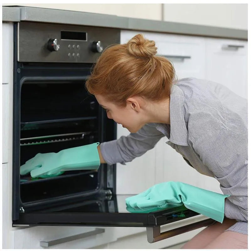 Multi-Purpose Silicone Cleaning & Scrubbing Gloves | Heat Resistant Kitchen Cleaning Gloves
