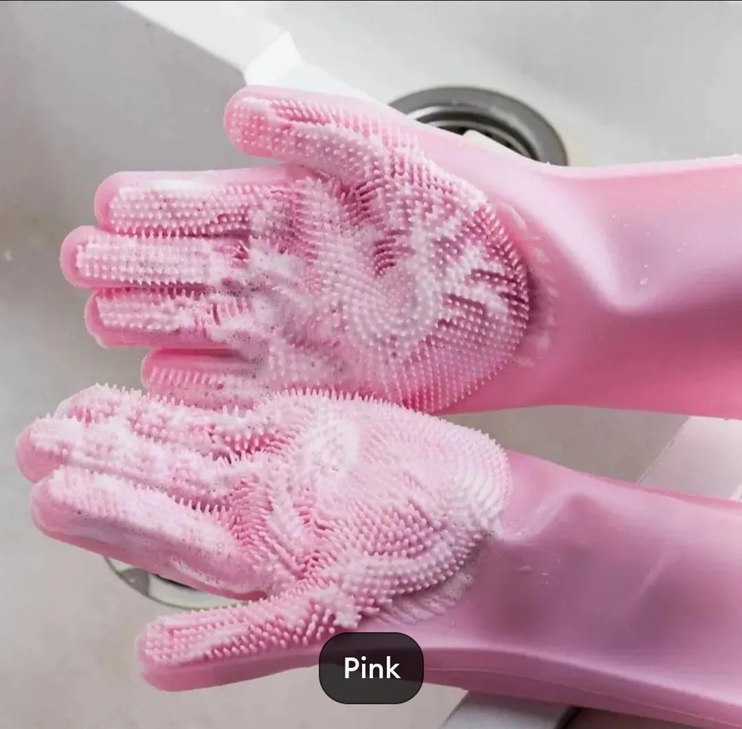Multi-Purpose Silicone Cleaning & Scrubbing Gloves | Heat Resistant Kitchen Cleaning Gloves