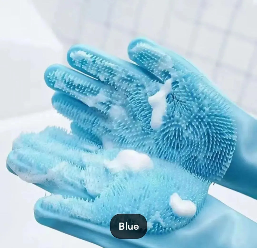 Multi-Purpose Silicone Cleaning & Scrubbing Gloves | Heat Resistant Kitchen Cleaning Gloves