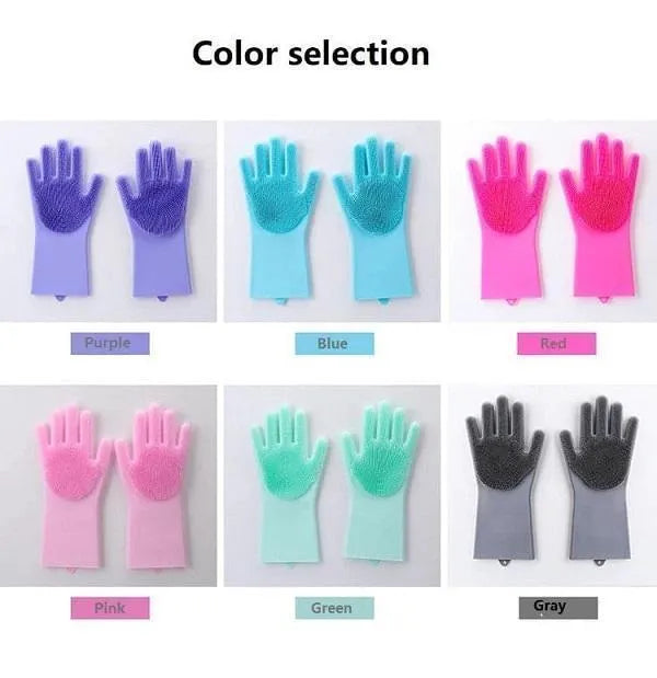 Multi-Purpose Silicone Cleaning & Scrubbing Gloves | Heat Resistant Kitchen Cleaning Gloves
